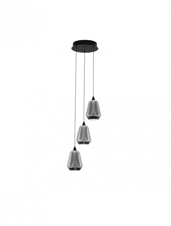Nowoczesna lampa wisząca potrójna LED owalna czarny szklany klosz uniwersalna klasyczna możliwość ściemniania RORIZNO LE45110 Luces Exclusivas
