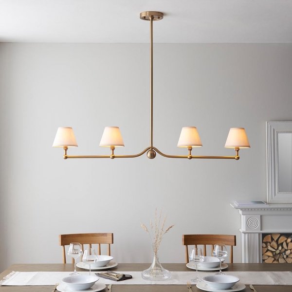 Klasyczna lampa wisząca czteropłomienna abażurowa mosiężna minimalistyczna uniwersalna Santiago &amp; Ivy 115002 ENDON