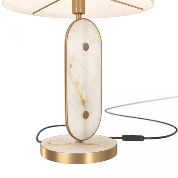 Złota Lampa Nocna Glamour MAYTONI MARMO MOD099TL-01G Marmurowa Lampa Stołowa w Sylu Art Deco