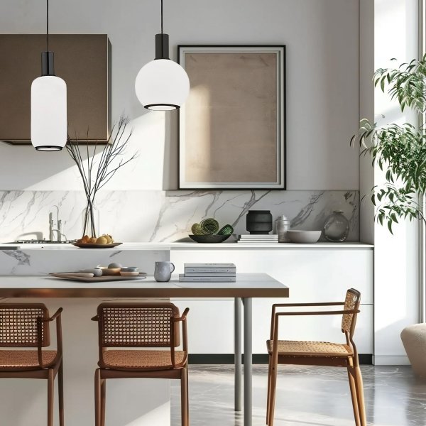 Czarna nowoczesna lampa wisząca z podłużnym kloszem opal mat szklanym SAGUNTO PLUS 8563 Argon