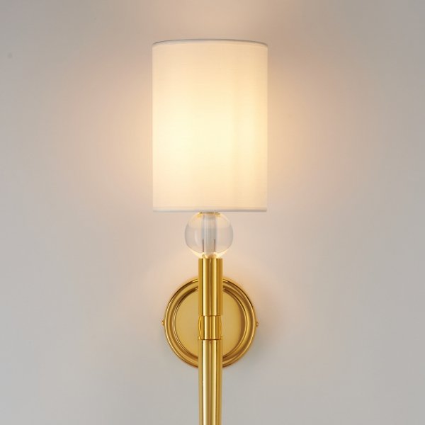 Lampa ścienna kinkiet metalowy złoty elegancki klasyczny minimalistyczny biały klosz DAMA ST-8436 AGB-CE GOLD Step Into Design