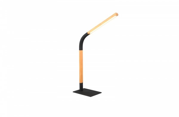 Nowoczesna Czarna Dekoracyjna Lampka Stołowa LED Drewniana NORRIS 545210132 TRIO