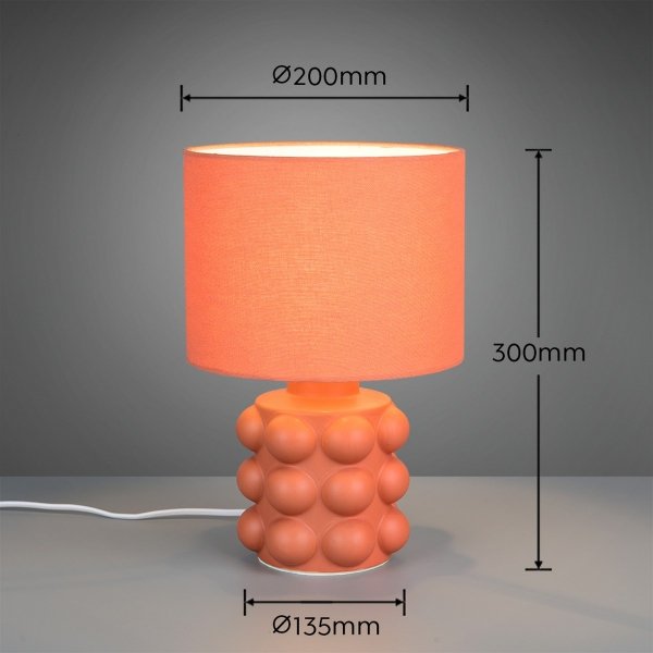 Lampka nocna stołowa ceramiczna morelowa podstawa tkaninowy abażur nowoczesna designerska KATE R56481040 Rl