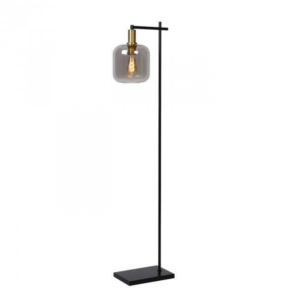 Nowoczesna Lampa Podłogowa Czarna Szklany Klosz JOANET 45794/01/65 LUCIDE
