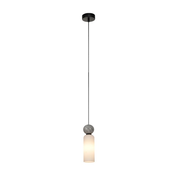 Nowoczesna lampa wisząca Santos Italux PND-95331-1-BK Opalowy biały czarny mat nad wyspę stół Art Deco