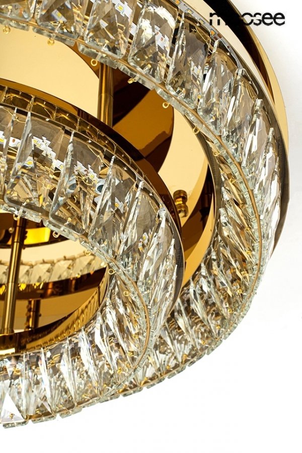  Lampa sufitowa plafon LED w stylu glamour kryształowa okrągła SAVOY 2 złota MSE1501100530 Moosee King Home