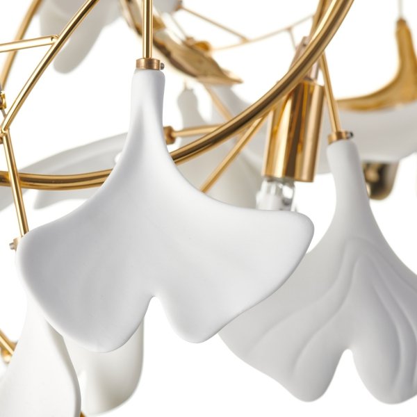 Dekoracyjna nowoczesna lampa wisząca ceramiczne listki dekoracyjna do salonu BOTANIKA XY080P-L1000 gold Step Into Design