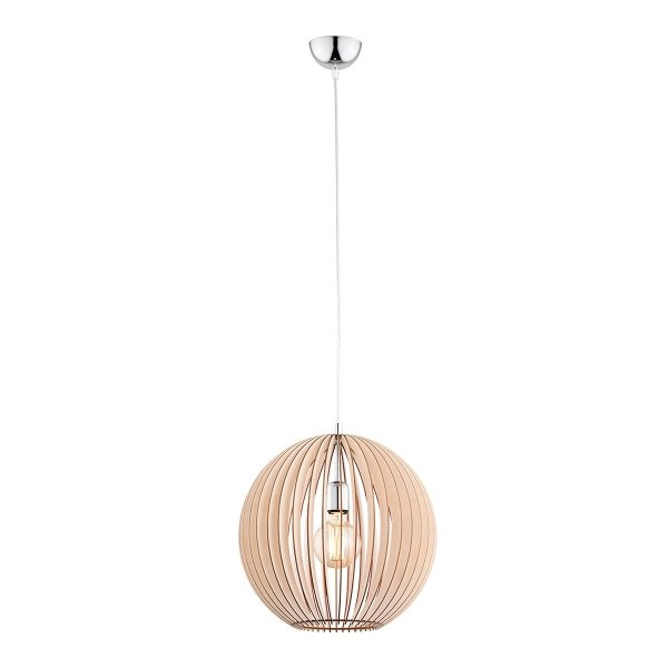 Nowoczesna drewniana lampa wisząca jasny brąz skandynawski duża kula sklejka PORTORYKO 3672 Argon