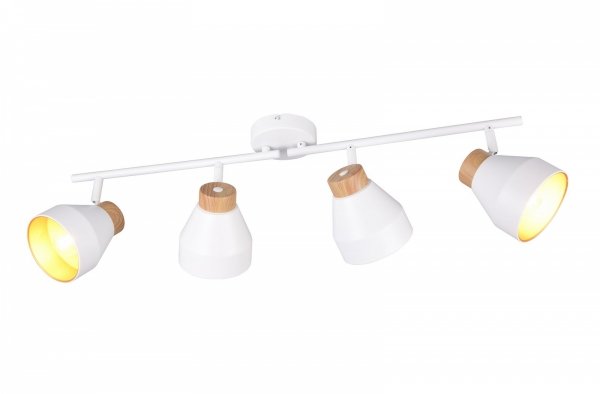 Nowoczesny plafon lampa sufitowa 4-płomienna biała regulowana klasyczna uniwersalna metalowa drewniany dekor VALENTIN R81924031 Rl