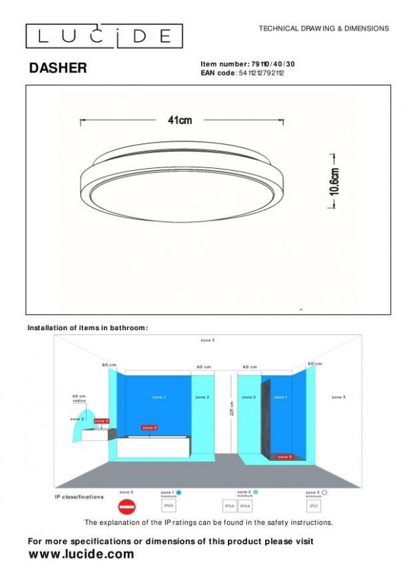 Minimalistyczny Nowoczesny Plafon Sufitowy LED DASHER 79110/40/30 LUCIDE