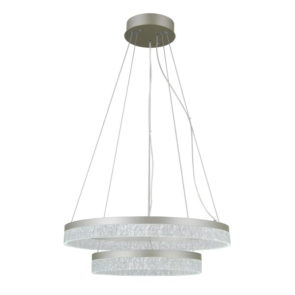 Nowoczesna srebrna lampa wisząca 2 ringi okręgi Pantal PND-34533-2L-SILV Italux