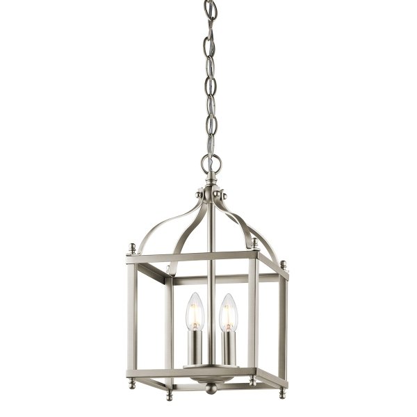 Mała lampa wisząca Larkin 2 źródła światła szczotkowany nikiel designerska metalowa KL-LARKIN-P-S-NI KICHLER