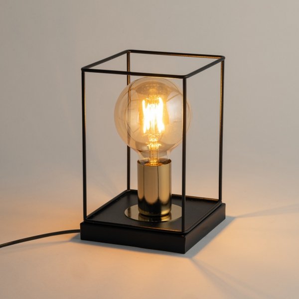 Czarno Złota Lampka Nocna Loft Klatka VOX 50372 SIGMA