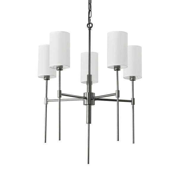 Lampa wisząca metalowa czarna 5-płomienna elegancka klasyczna minimalistyczna tkaninowy biały abażur DARLING ST-9501-5 BLACK Step Into Design