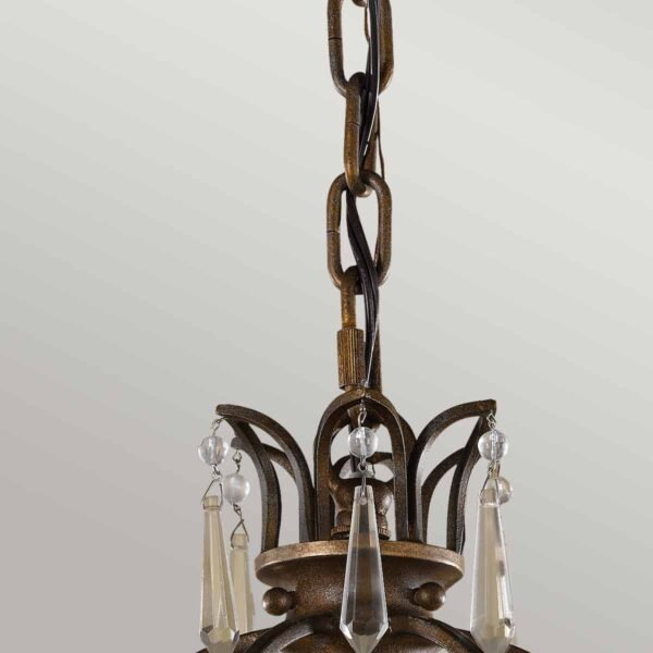 Lampa wisząca Bellini 1 źródło światła Oksydowany brąz kryształy vintage glamour FE-BELLINI-P FEISS