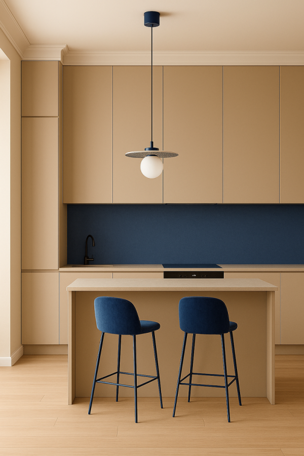 Lampa wisząca ceramika Bolesławiec granatowy płaski talerz w kropki ręcznie zdobiona designerska wyjątkowa BOLL 8950 Argon x Manufaktura w Bolesławcu 