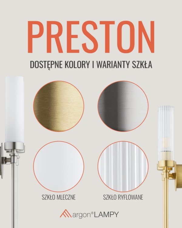 Kinkiet ścienny PRESTON 8979 Nikiel Mleczne szkło Glamour