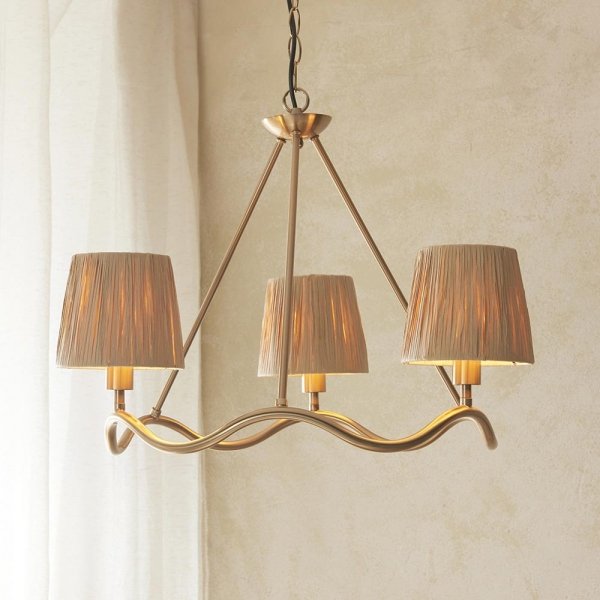 Lampa wisząca żyrandol falowany abażurowy z rafii boho designerski naturalny rustykalny Wriggle 114213 ENDON