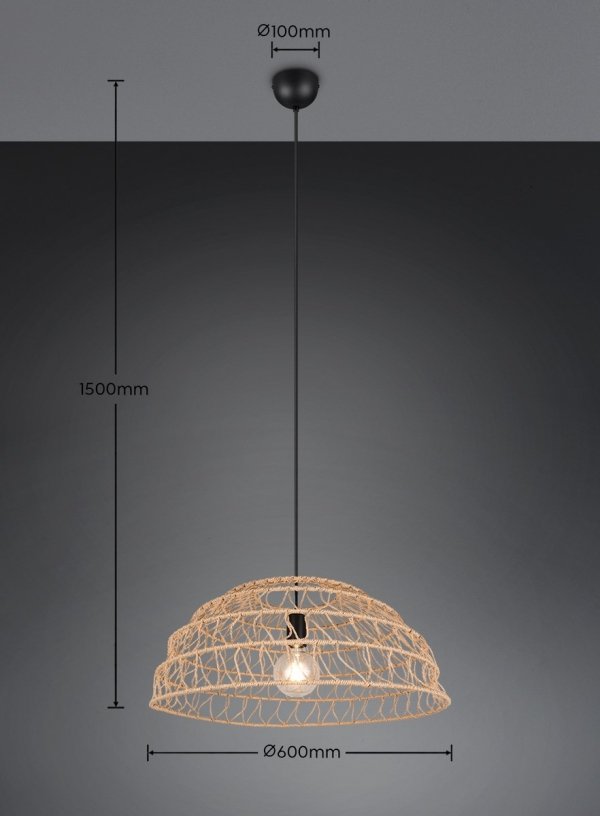 Lampa wisząca z przędzy papierowej brązowa owalna boho rystykalna industrialna minimalistyczna nad stół do salonu sypialni PAULETTE R36141026 Rl