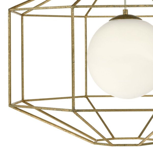 Złota Lampa Wisząca Vintage Szklany Klosz Kula IZMIR IZM0135 DAR LIGHTING