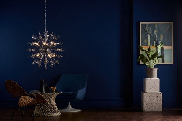 Nowoczesna Lampa Wisząca Designerska Chrom Kryształowe Elementy EXODUS EXO0850 DAR LIGHTING