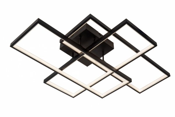 Nowoczesny plafon lampa sufitowa LED czarna uniwersalna minimalistyczna geometryczna prostokąty ściemnialna LOKERO 78101/60/30 Lucide