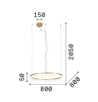 Nowoczesna Lampa Wisząca Mosiądz LED Okrąg CROWN SP D80 314921 IDEAL LUX