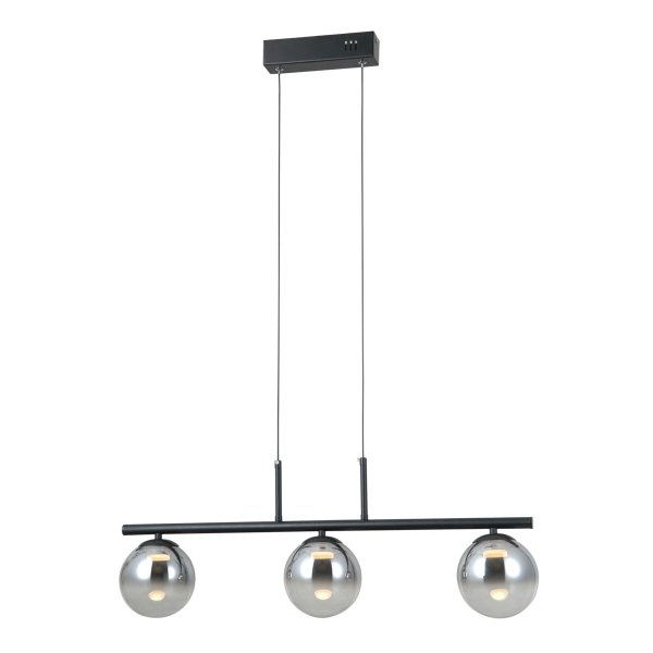 Nowoczesna szklana listwa okrągłe kule szklane klosze lampa wisząca Velada Italux PND-34381-3-BK czarny przyciemniany szary