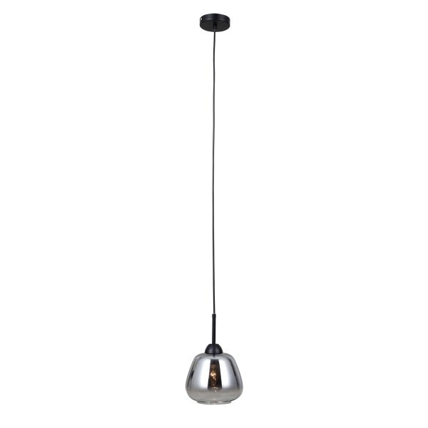 Lampa wisząca szklana czarny mat dymiony Felis PND-40824-1-BK