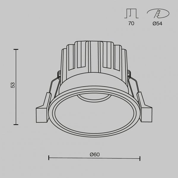 Czarna Oprawka Wpuszczana Downlight Round Maytoni DL058-7W3K-B
