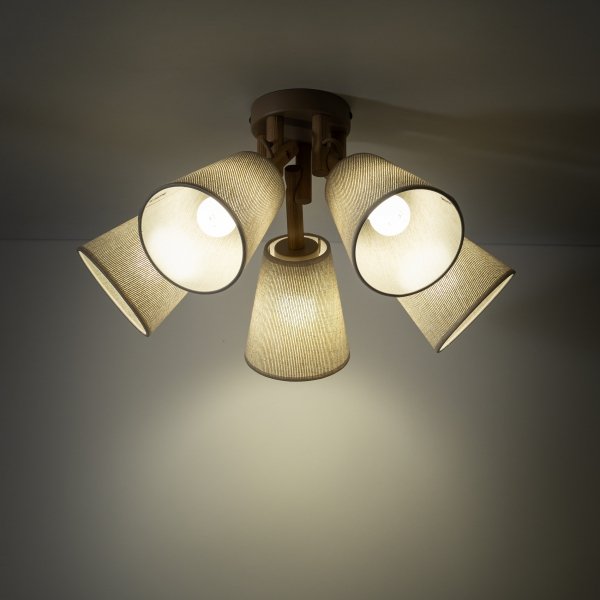Nowoczesny plafon oprawa sufitowa brązowa abażurowa drewniana boho minimalistyczna klasyczna VAIO 11606 TK-Lighting