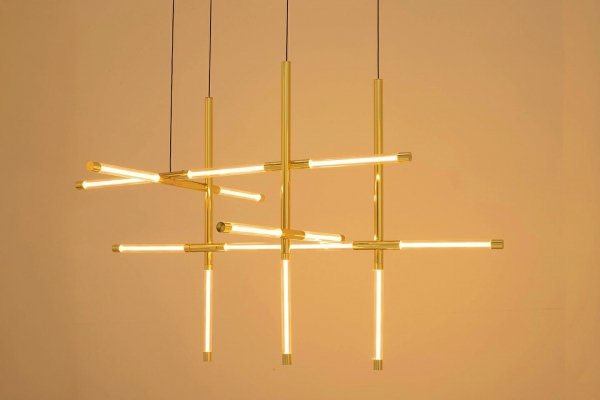 Nowoczesna designerska złota lampa wisząca LED geometryczna pręty MIKADO S MSE1501100487 MOOSEE King Home