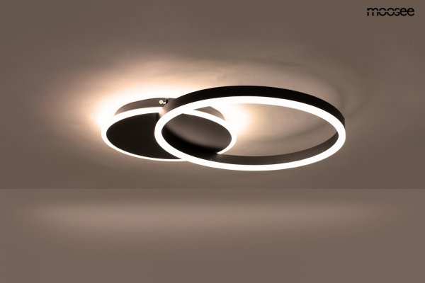Lampa sufitowa plafon LED okrągły z pierścieniami nowoczesny możliwość ściemniania RINGS 2 czarna MSE1501100507 Moosee King Home