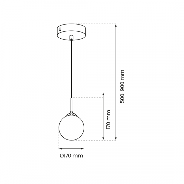 Lampa Wisząca Czarna Srebrna Kula Fi 170 REFLEX MLP8413 MILAGRO