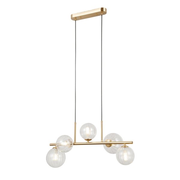 Złota lampa wisząca szklane kule nad stół wyspę TOLEDO ITALUX PND-40717-5-HBR