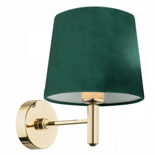 Elegancki kinkiet lampa ścienna lampka nocna złoty stelaż zielony abażur welurowy PONTE PLUS 8105 Argon