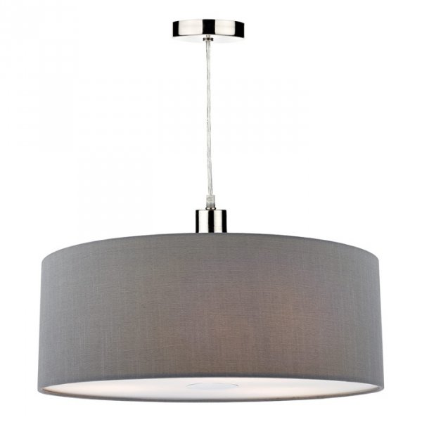 Nowoczesna Lampa Wisząca Abażurowa Szara RONDA RON8639 DAR LIGHTING