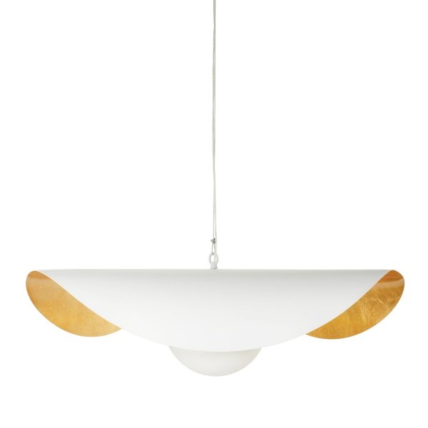 Lampa wisząca ozdobna aluminiowa biała industrialna designerska elegancka mleczny szklany klosz ENZO ST-F22020601-D80 white Step Into Design
