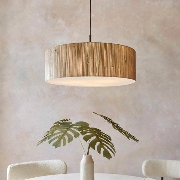 Lampa wisząca okrągła z trawy morskiej boho designerska naturalna rustykalna Longshore 118672 ENDON