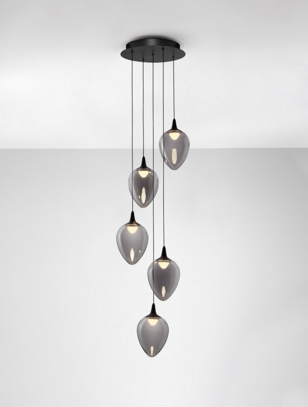 Nowoczesna lampa wisząca LED owalny czarny szklany klosz uniwersalna klasyczna minimalistyczna możliwość ściemniania VAZENDO LE45117 Luces Exclusivas