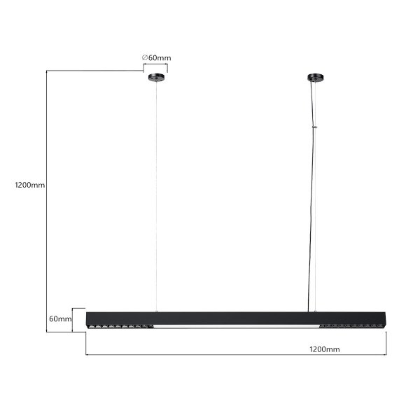 Lampa Wisząca Czarna Listwa LED CCT CALI LP-1301/1P L BK  LIGHT PRESTIGE