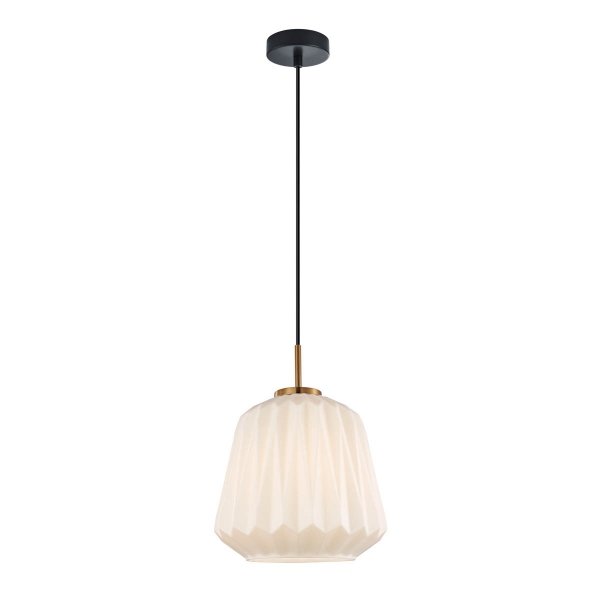 Lampa wisząca szklana żłobiony klosz dekoracyjna biała w nowoczesnym stylu Antita PND-3645-1-BRO-W Italux