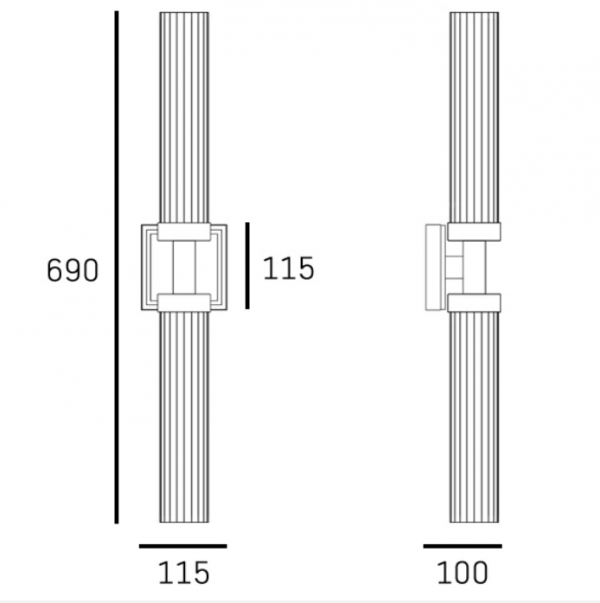 Kinkiet czarna tubka z ryflowanego szkła minimalistyczny klasyczny dekoracyjny góra-dół QUINCY W02873BK Cosmo Light