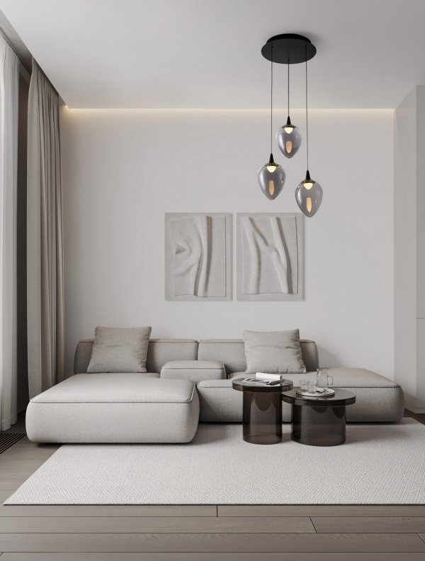 Nowoczesna lampa wisząca LED potrójna owalny czarny szklany klosz uniwersalna klasyczna minimalistyczna możliwość ściemniania VAZENDO LE45116 Luces Exclusivas