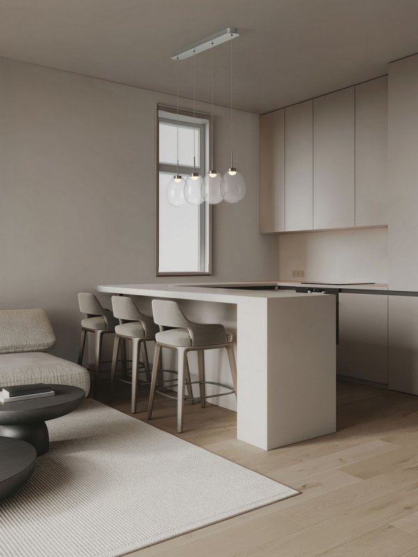 Lampa wisząca wielopunktowa LED srebrna owalna szklana minimalistyczna uniwersalna Luces Exclusivas