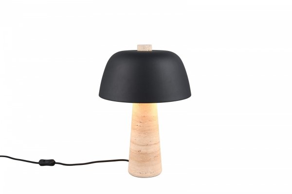 Lampa stołowa nocna trawertyn czarny klosz minimalistyczna art deco TIMBA 567800232 TRIO SELECT