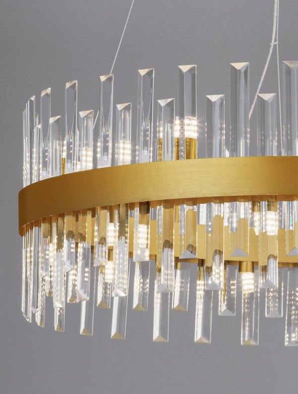 Kryształowa Lampa Wisząca Żyrandol Glamour w Kolorze Złotym LUCES ESCLUSIVAS CHOLULA LE42909