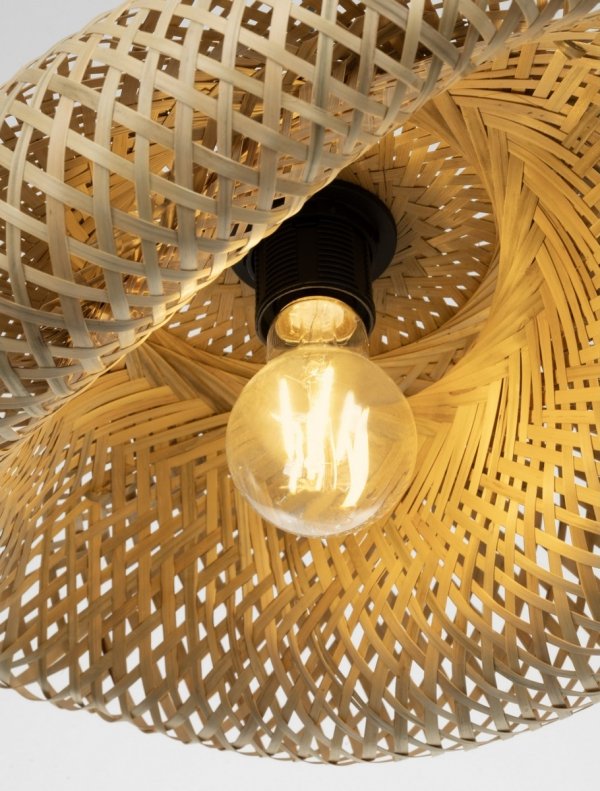 Lampa wisząca bambusowa pleciona kolor naturalny owalna boho rystykalna industrialna nad stół do salonu sypialni NULVERO LE45364 Luces Exclusivas