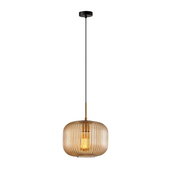 Nowoczesna Dekoracyjna Lampa Wisząca Szklany Bursztynowy Klosz GAVINO PND-26476-1-BRO-AMB ITALUX
