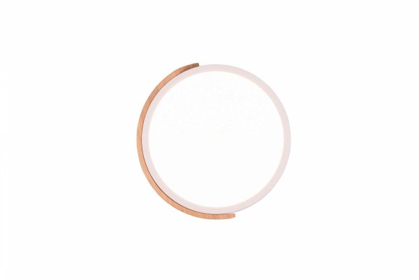 Okrągły nowoczesny biały plafon sufitowy LED z elementem drewna JANO R67201131 RL